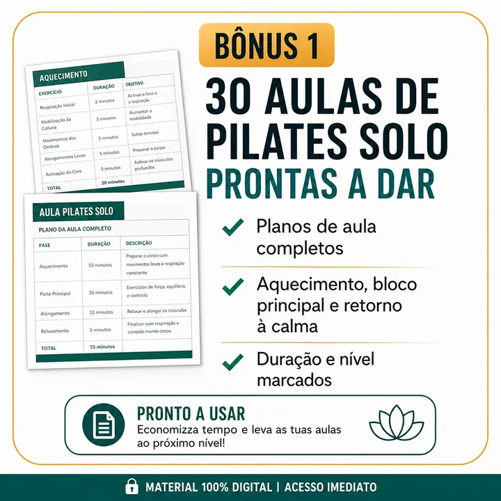 Bónus 1 — 30 Aulas de Pilates Solo Prontas a Dar